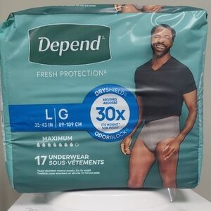 Depend Men's Fresh Protection Underwear - Gray